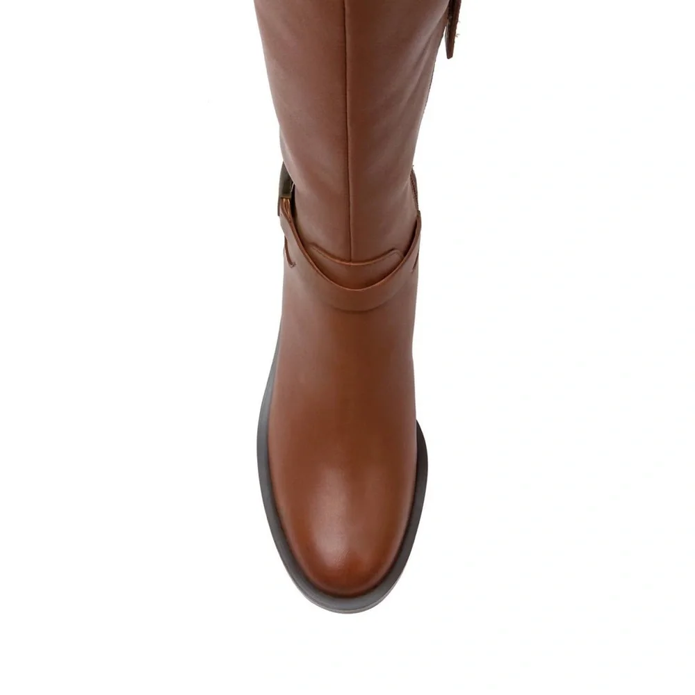 NWOT LINEA PAOLO Kamile Knee-High Riding Boots In Cognac Size 7